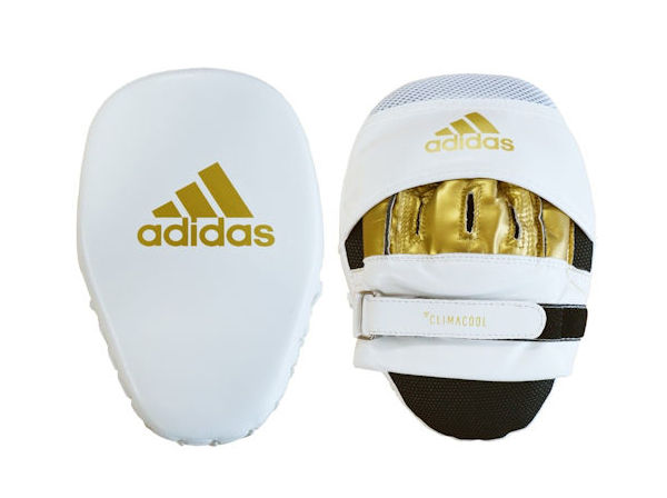 Adidas Boxing Fitness and Boxercise Focus Pads Mitts White Gold
